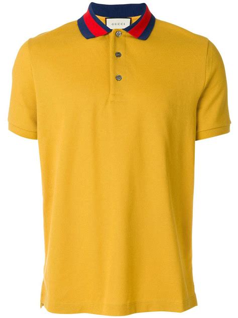 gucci brown polo yellow collar|Gucci Polo Shirts for Men .